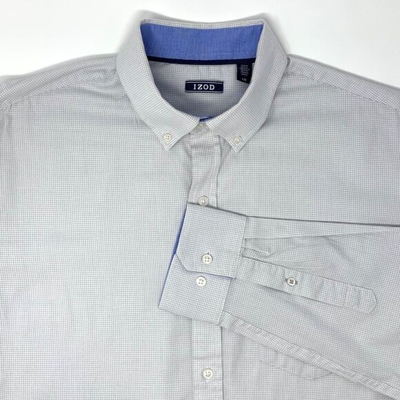Izod Other - IZOD Beige & White Pin Check Men's Long Sleeve Shirt Size Large